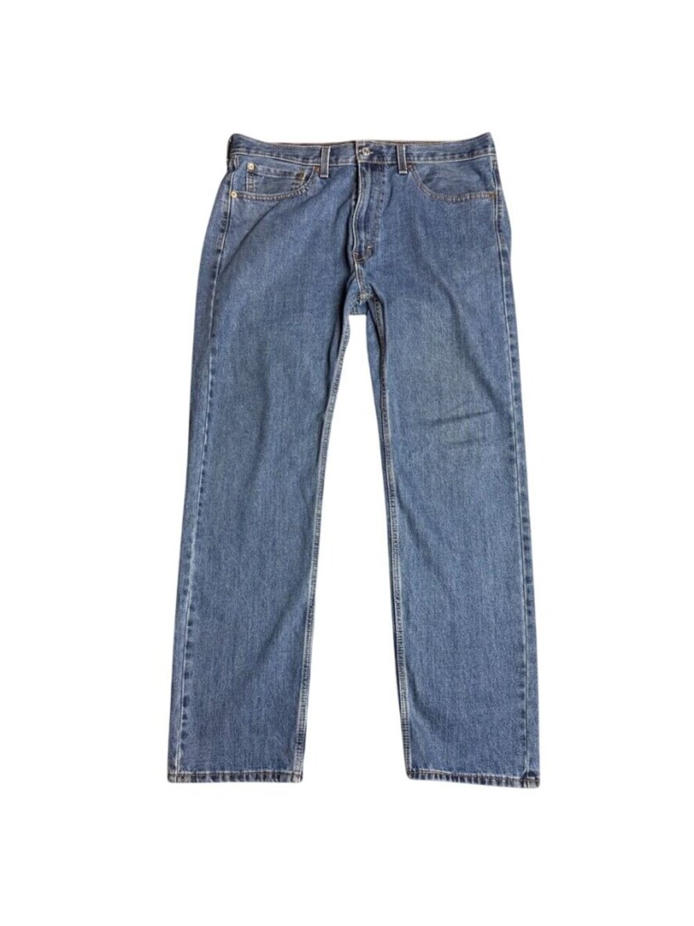 Levis Mens 505 Regular Fit Denim Jeans Mid-Wash Blue Size 36x32 Classic 5-Pocket